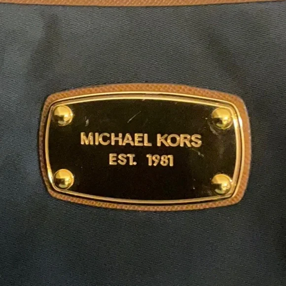 Michael Kors Navy Nylon Brown Leather Straps Tote Bag - Picture 3 of 7